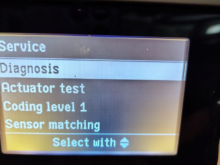 Service and diagnosis menu. Front control panel.