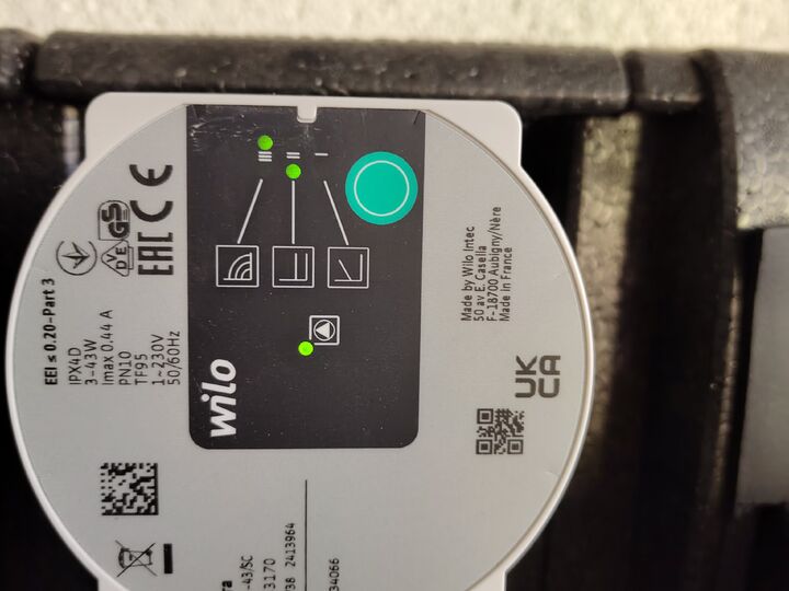 Wilo Para secondary circulator. Front close-up.