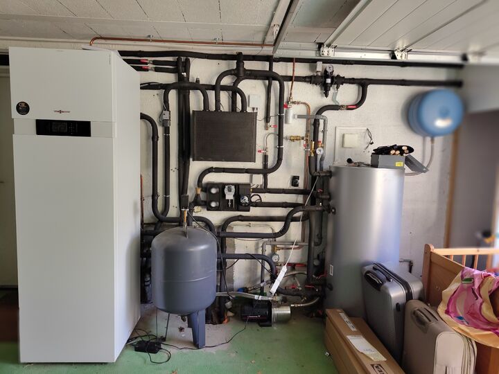 Complete plant room and confirmed borehole branch pairings. Front-facing wide view.